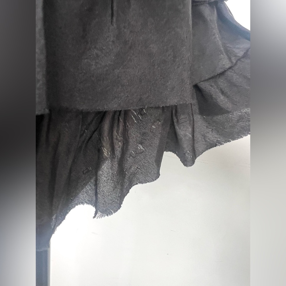 Y2K Young Fabulous & Broke Sz M Mini Dress Tunic Top Grey T-shirt Silk Ruffle - Picture 9 of 16